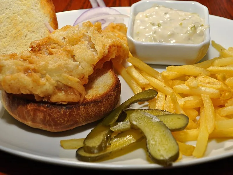 Mike Linnig's fried fish sandwich