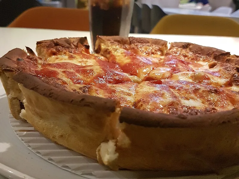 Chicago-style stuffed deep dish pizza